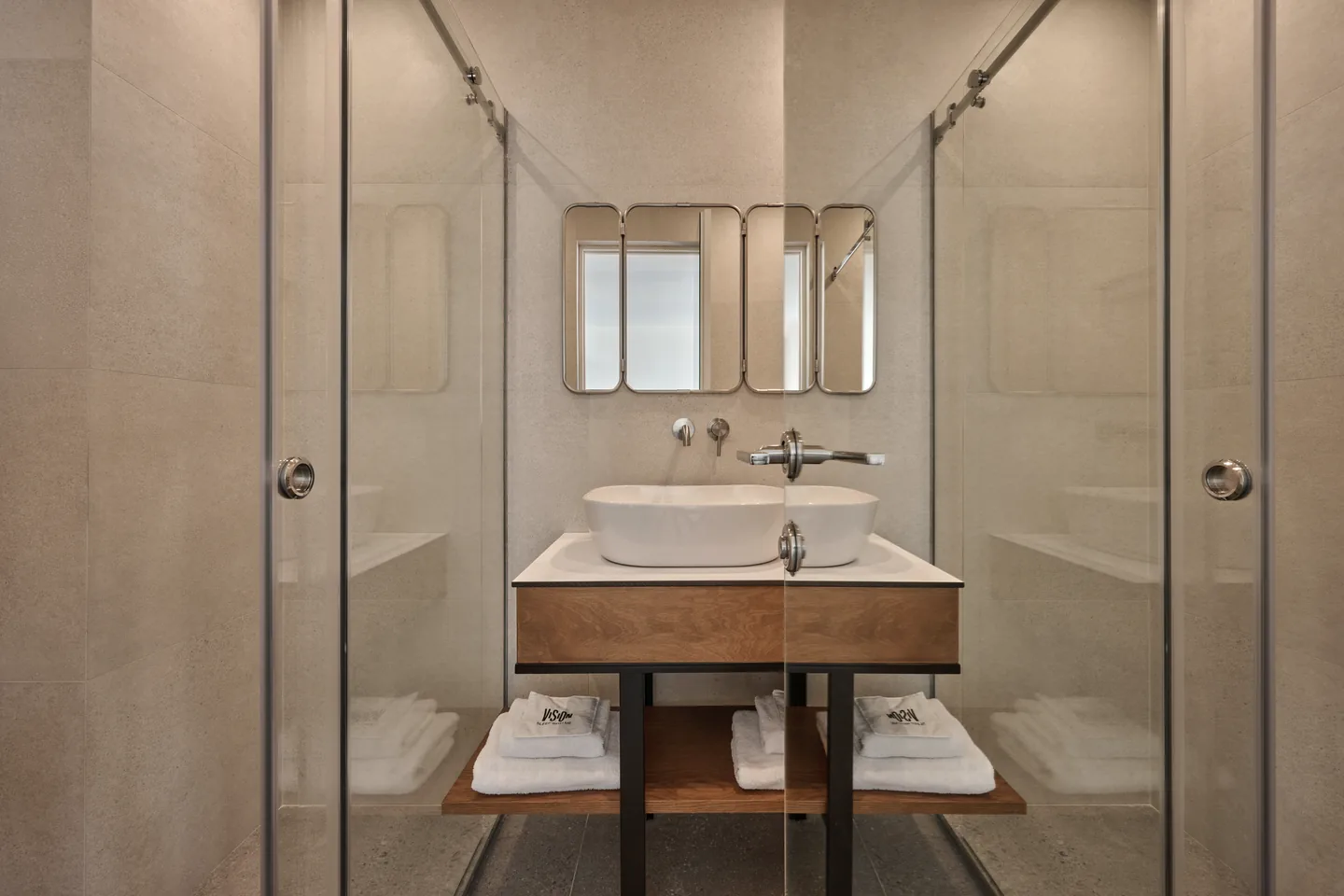 Standard Room marble bathroom.
